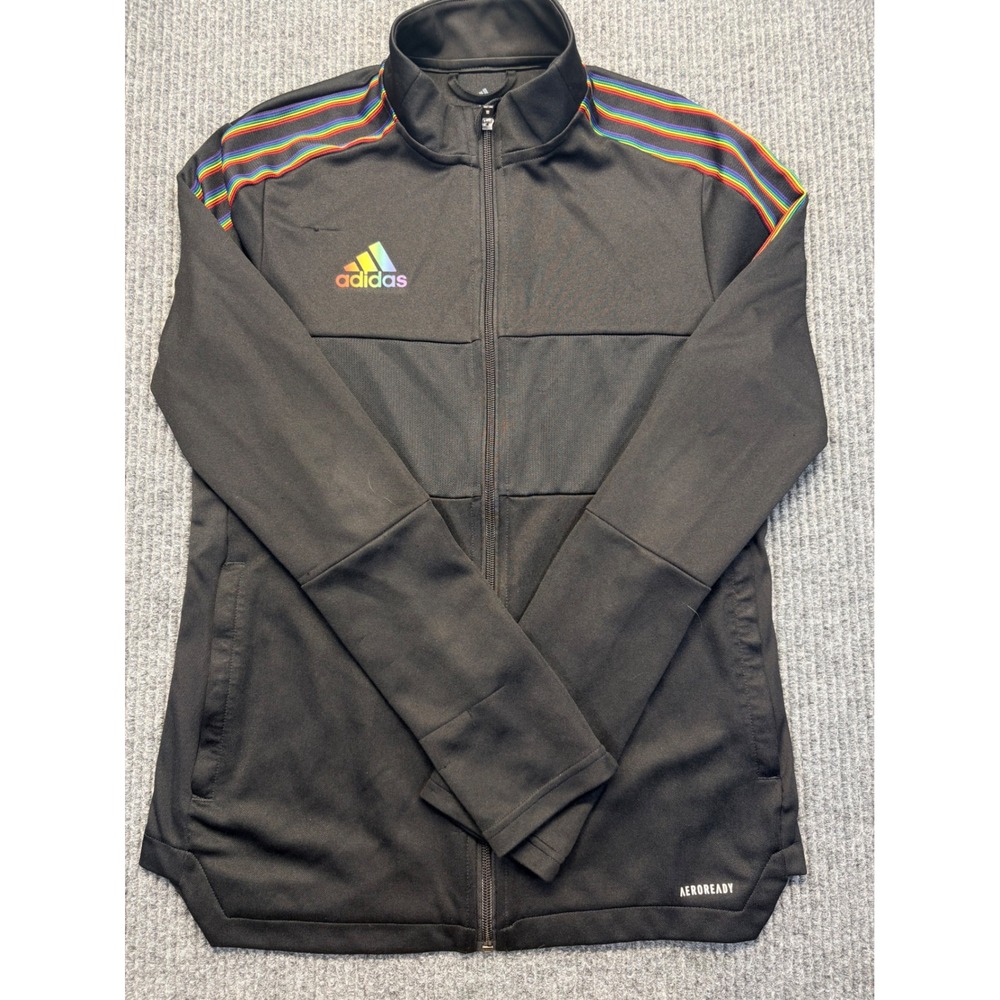 Adidas Aeroready Rainbow Pride Track Jacket Black Full Zip Womens Medium